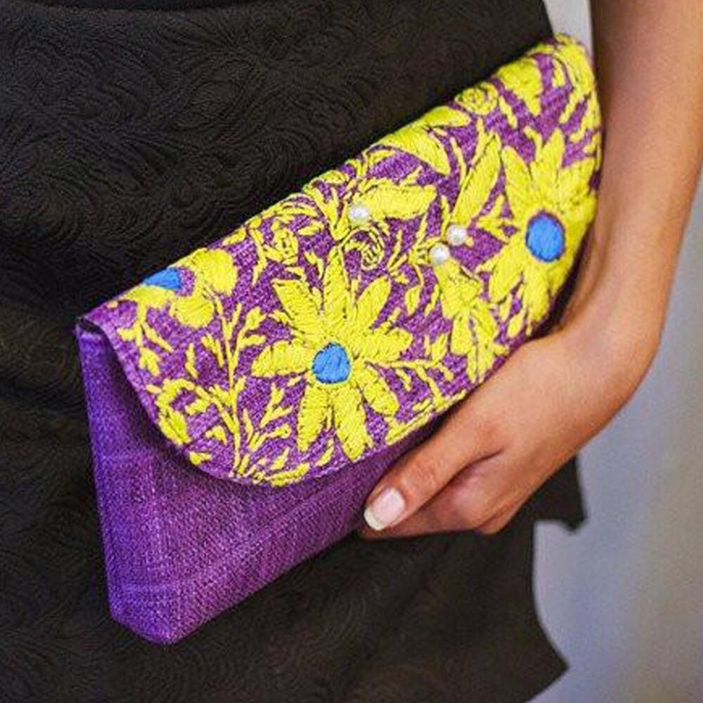 Misenka Embroidered Envelope Clutch: Arlene/Shea